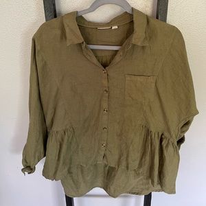 Anthropologie Holding Horses Green Peplum Top